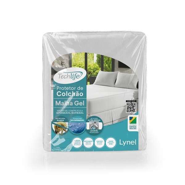 Protetor de Colchão Queen Malha Gel Poliéster Branco, da Lynel