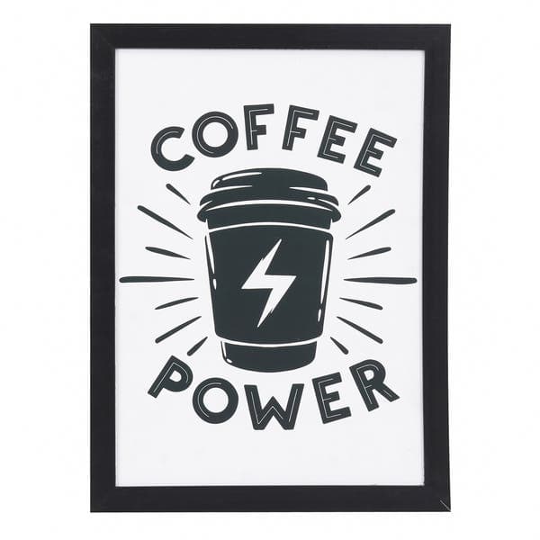 Quadro Coffee Power Branco 27x37cm Kapos
