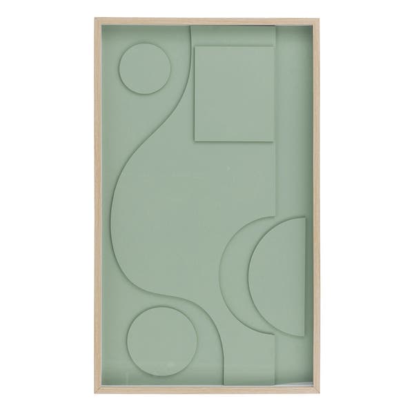 Quadro Decorativo Abstrato 3D Verde com Vidro 100x60cm Arte Própria
