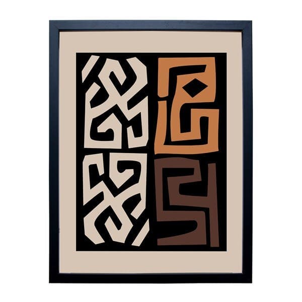 Quadro Decorativo Étnico 1 Marrom com Vidro 50x70cm Arte Própria