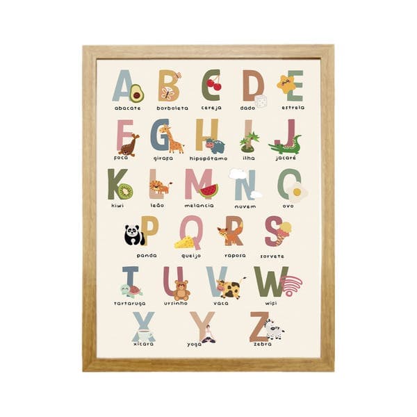 Quadro Decorativo Infantil Letras com Moldura Freijó 30x40cm