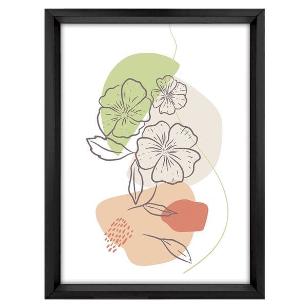 Quadro Decorativo Peonias Colorido sem Vidro 40x30cm Tropical