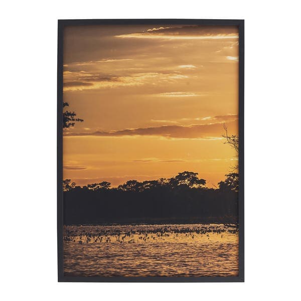 Quadro Decorativo Pôr do Sol 1 Preto com Vidro 50x70cm Arte Própria