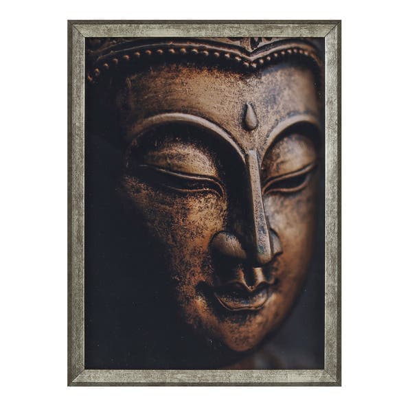 Quadro Místico Rosto de Buda Dourado com Vidro 30x40cm Arte Própria