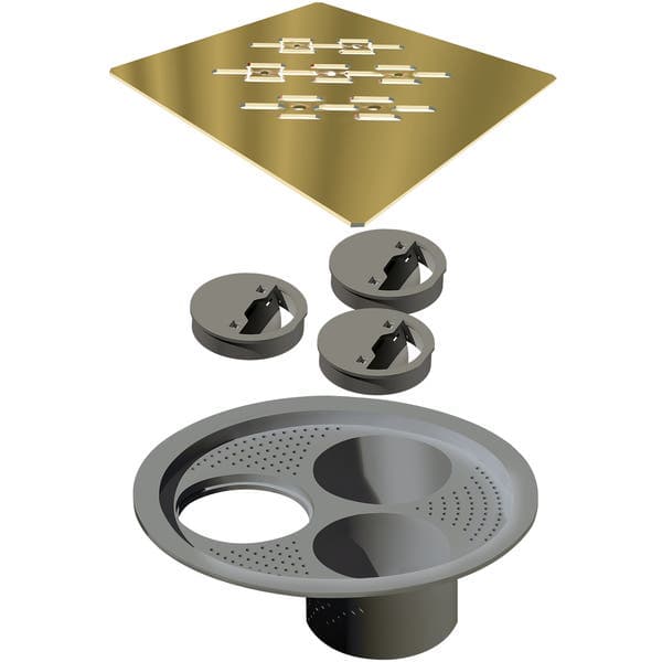 Ralo Quadrado Inox 304 Grande Dourado Novii