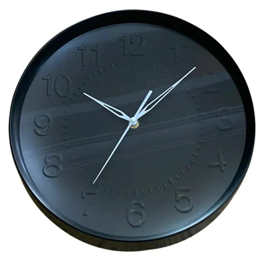 Relógio de Parede de Vidro Preto 29cm