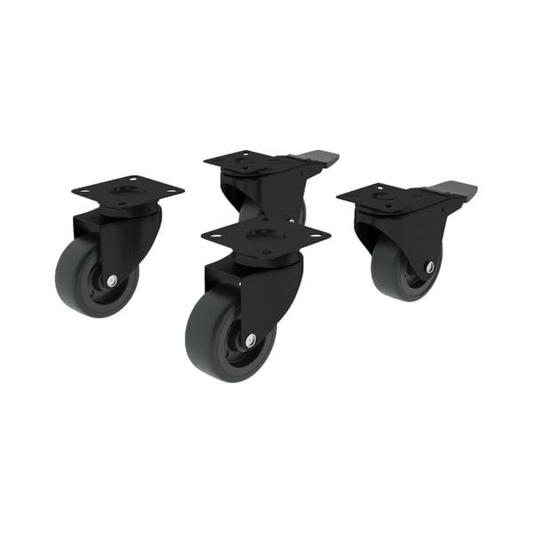 Rodízio de Plástico com Freio Preto 50mm até 40kg Standers
