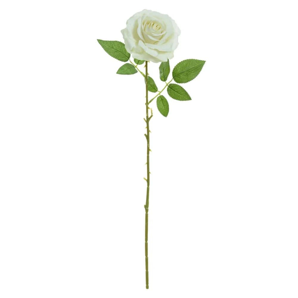 Rosa Artificial Haste Aveludada 65cm Branco - Florarte