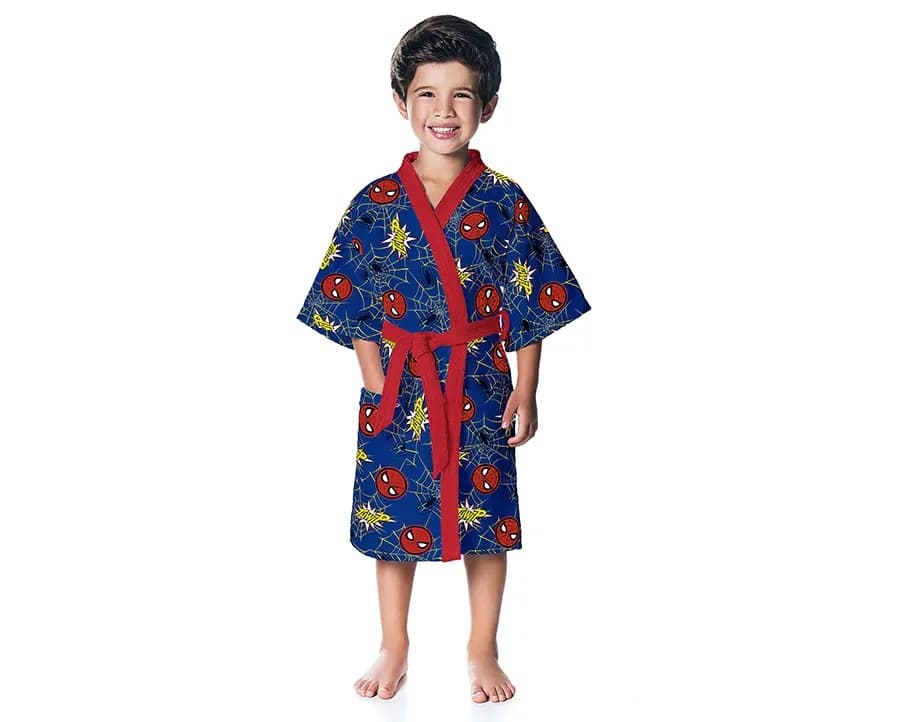 Roupão de Banho Lepper Spider Man - Tamanho G - 08 a 10 Anos
