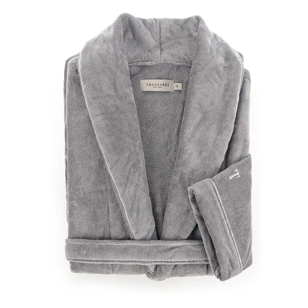 Roupão Masculino Barone GG Trussardi Ardósia e Branco