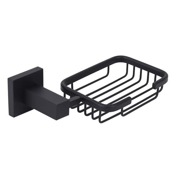 Saboneteira de Parede para Banheiro Metal Preta Fosca Square Stoc