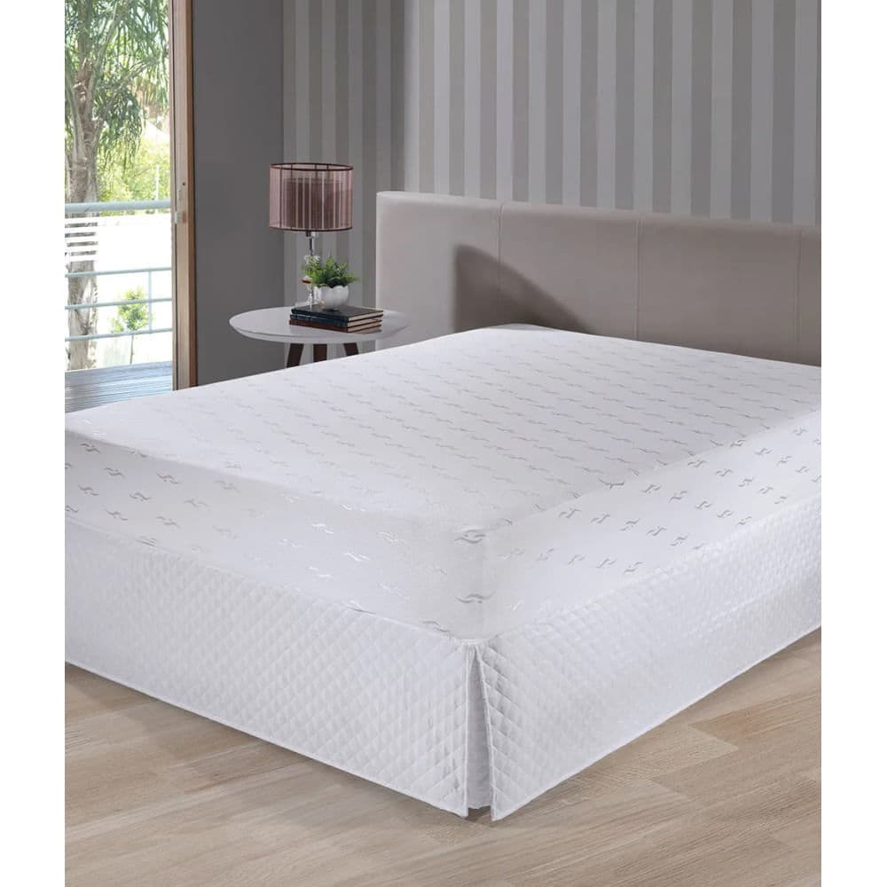Saia para Cama de Casal Matellasada Branca - Hedrons