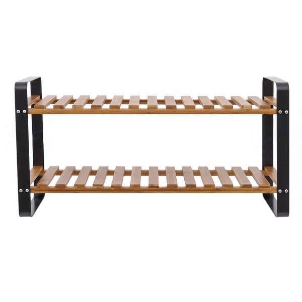 Sapateira em Bambu Preta 33x66x28cm Spaceo