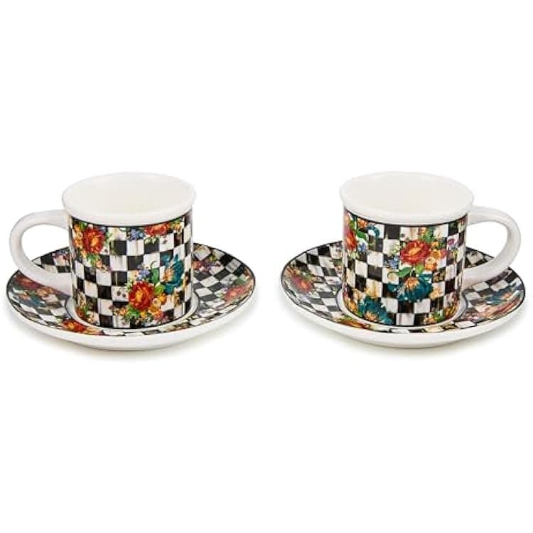 Set 2 Xícaras de Café Courtly Check Floral - Mackenzie Childs