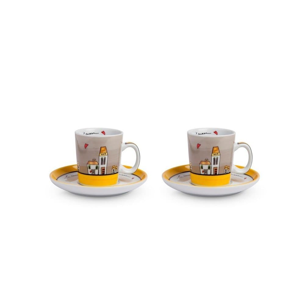 Set 2 Xícaras Expresso com Pires 100ml Amarelo Le Casette - Egan