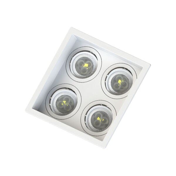 Spot Embutir Quadrado 4 Lâmpadas PAR20 Save Energy Branco