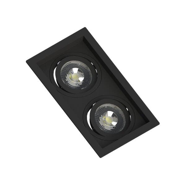 Spot Embutir Retangular 2 Lâmpadas MR16 Save Energy Preto