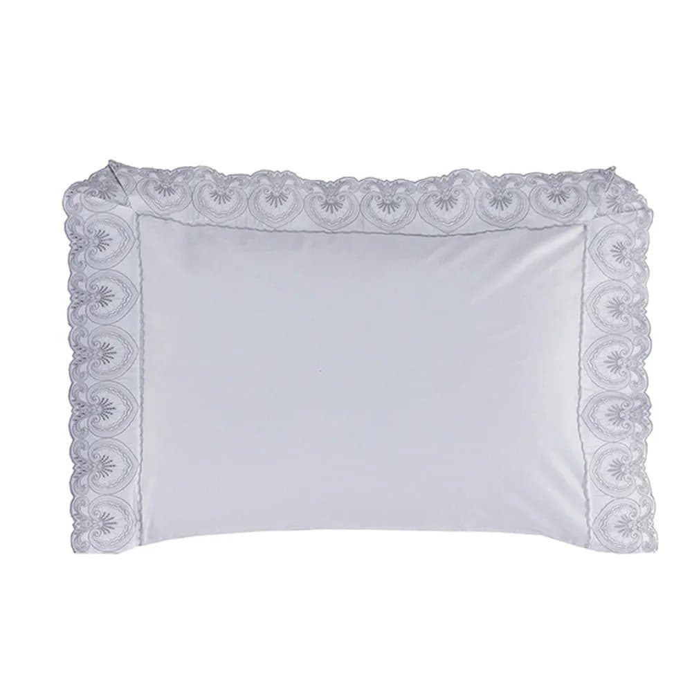 Super Fronha Signoria 300 Fios Trussardi Branco e Platino 50cm x 90cm