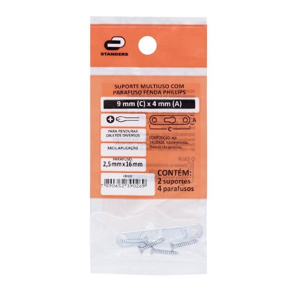 Suporte para Quadro 9x4mm Aço Prata 2 peças