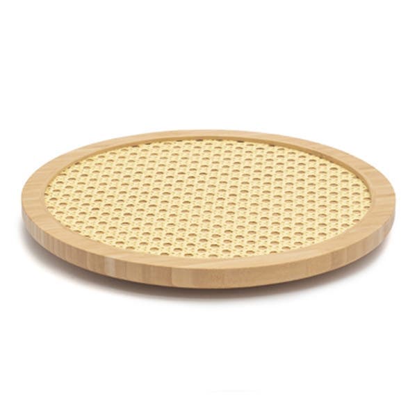 Tábua Bambu Palhinha com Base Giratória 30x2,7x30cm Oikos