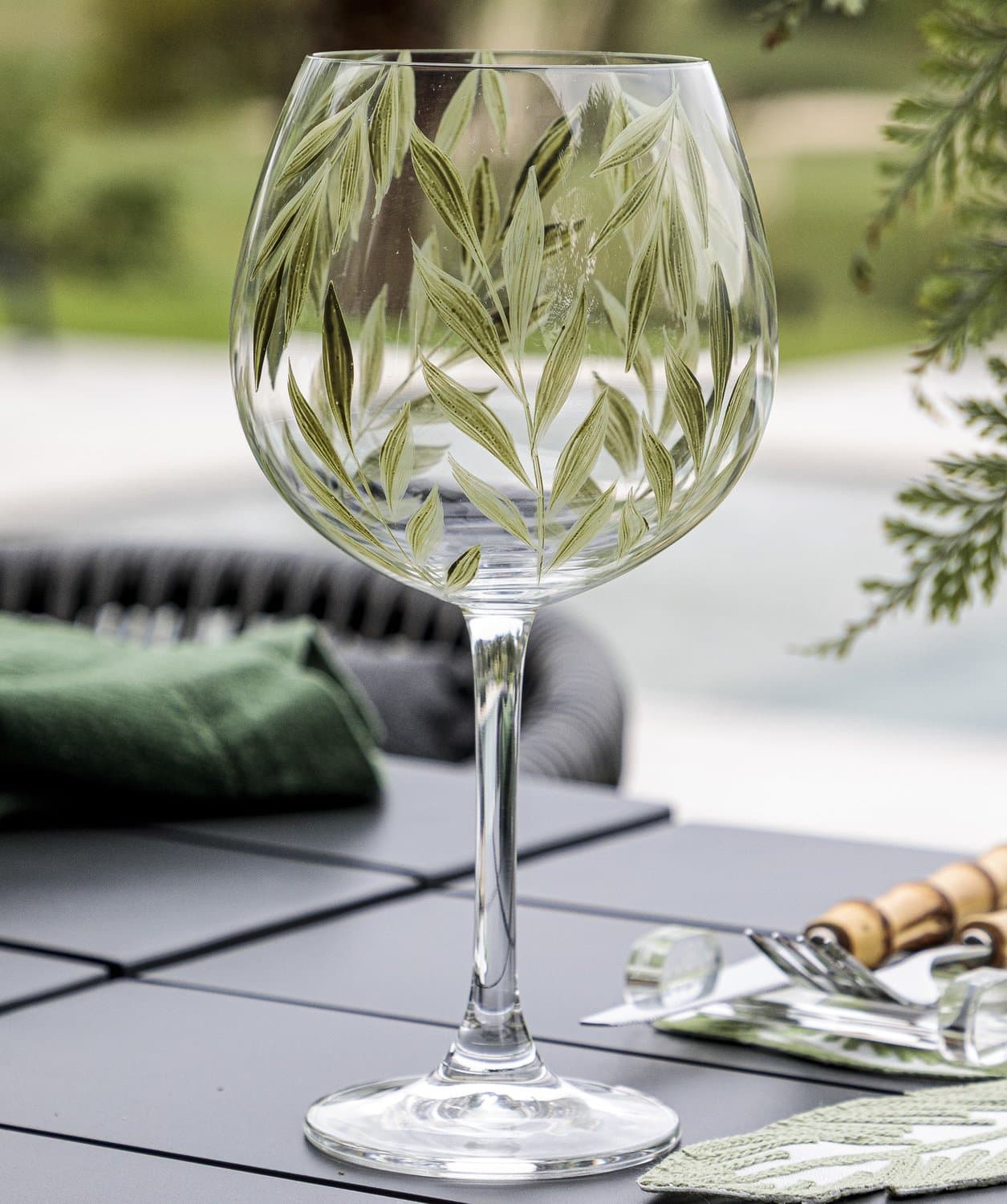 Taça De Cristal Foglia Auguri Casa Verde 850 ml