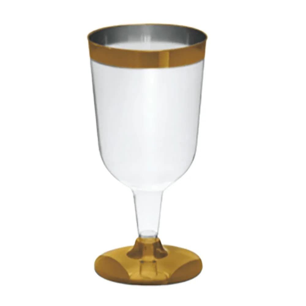 Taça Vinho 210mL Borda Dourada 4 Unidades - Silver Plastic