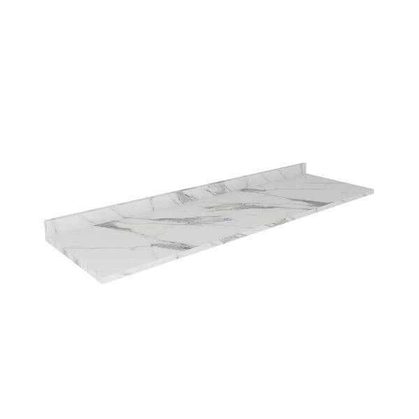 Tampo de Madeira MDP Branco e Cinza 180x54cm Requinte Caemmun
