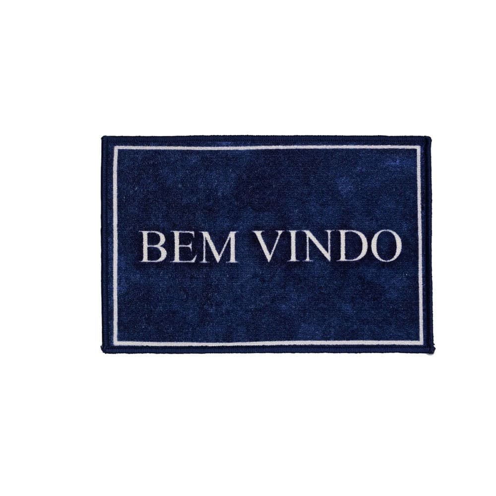 Tapete Clean Bem Vindo 45x75cm Azul - Edantex