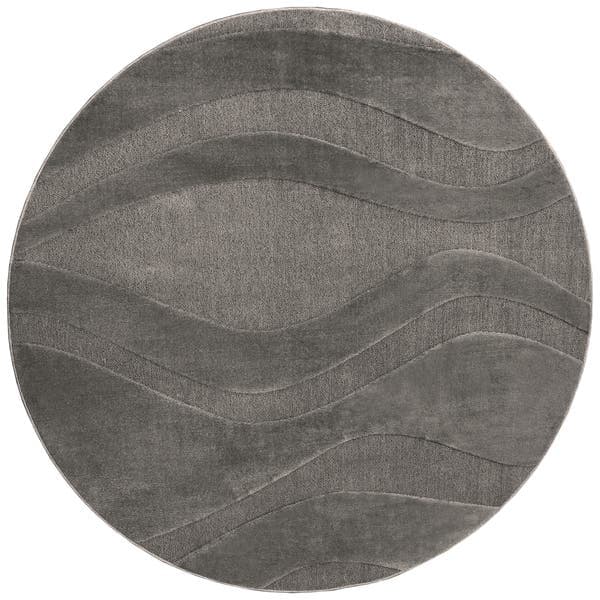 Tapete Redondo 1,95x1,95m Tapetes São Carlos Abstrato Curvas Cinza