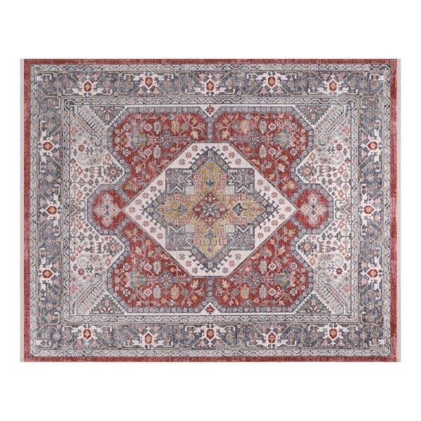 Tapete Retangular 1,4x2m Edantex Coliseo Cinza e Vermelho