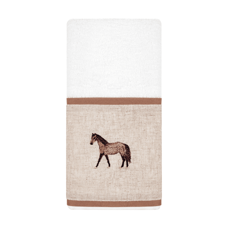 Toalha de Lavabo em Algodão com Bordado Localizado de Cavalo - Mameg