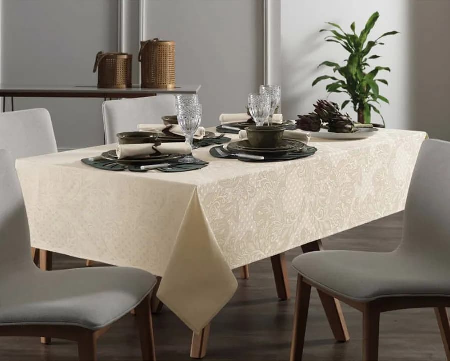 Toalha de Mesa Karsten Sempre Limpa Jacquard Mendi - Redonda - 1.78m