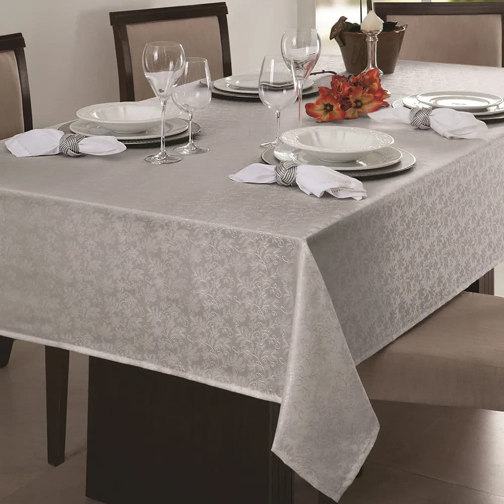 Toalha de Mesa Quadrada 1,60x1,60m Prata Il Zani - Branyl
