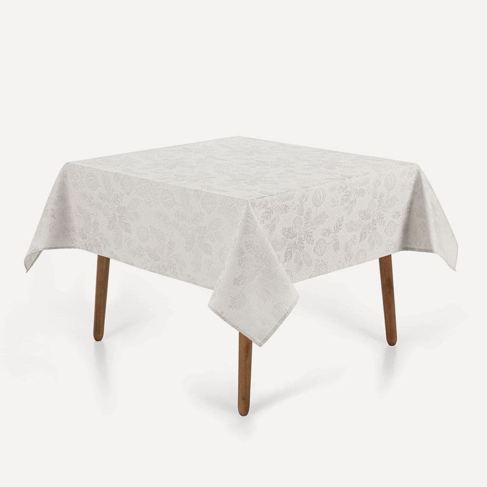 Toalha de Mesa Quadrada 4 Lugares Azevinho Cinza
