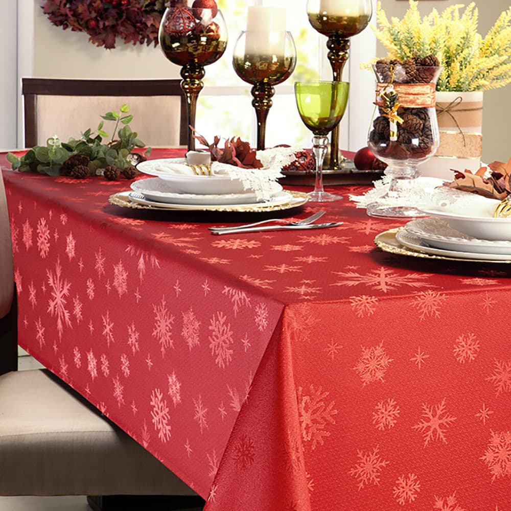 Toalha de Mesa Quadrada Natal 2,20x2,20m Snow Vermelha - Branyl