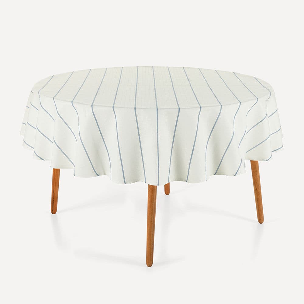 Toalha de Mesa Redonda 6 Lugares 1,78m Royale Branco/Azul