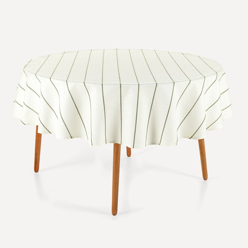 Toalha de Mesa Redonda 6 Lugares 1,78m Royale Branco/Verde