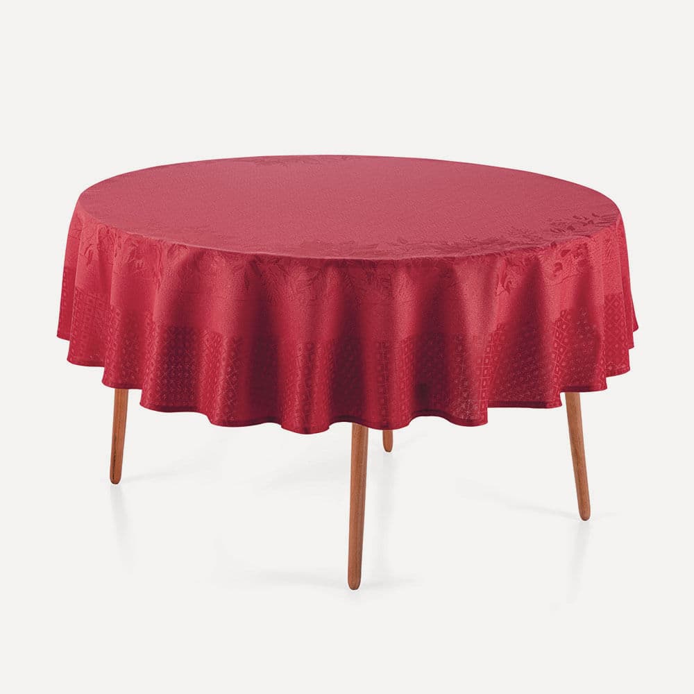 Toalha de Mesa Redonda 6 Lugares Flor do Natal Vermelho
