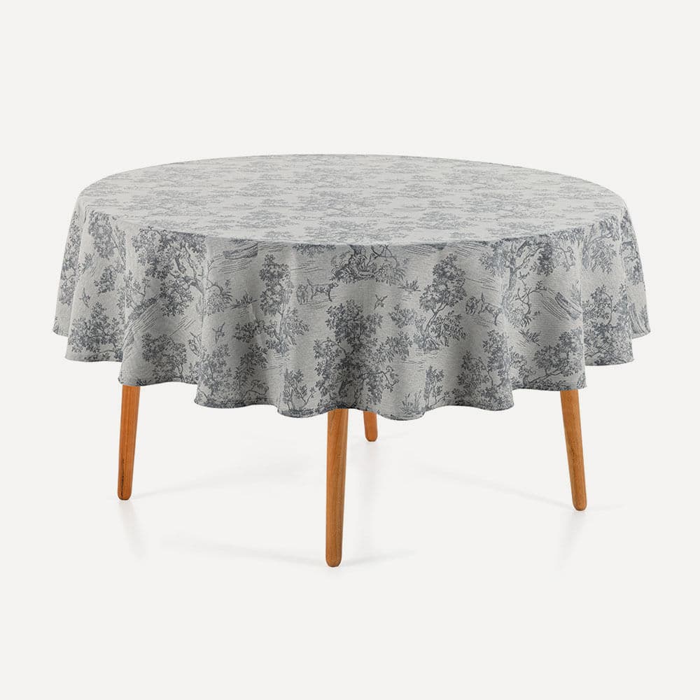 Toalha de Mesa Redonda 6 Lugares Grazia Cinza