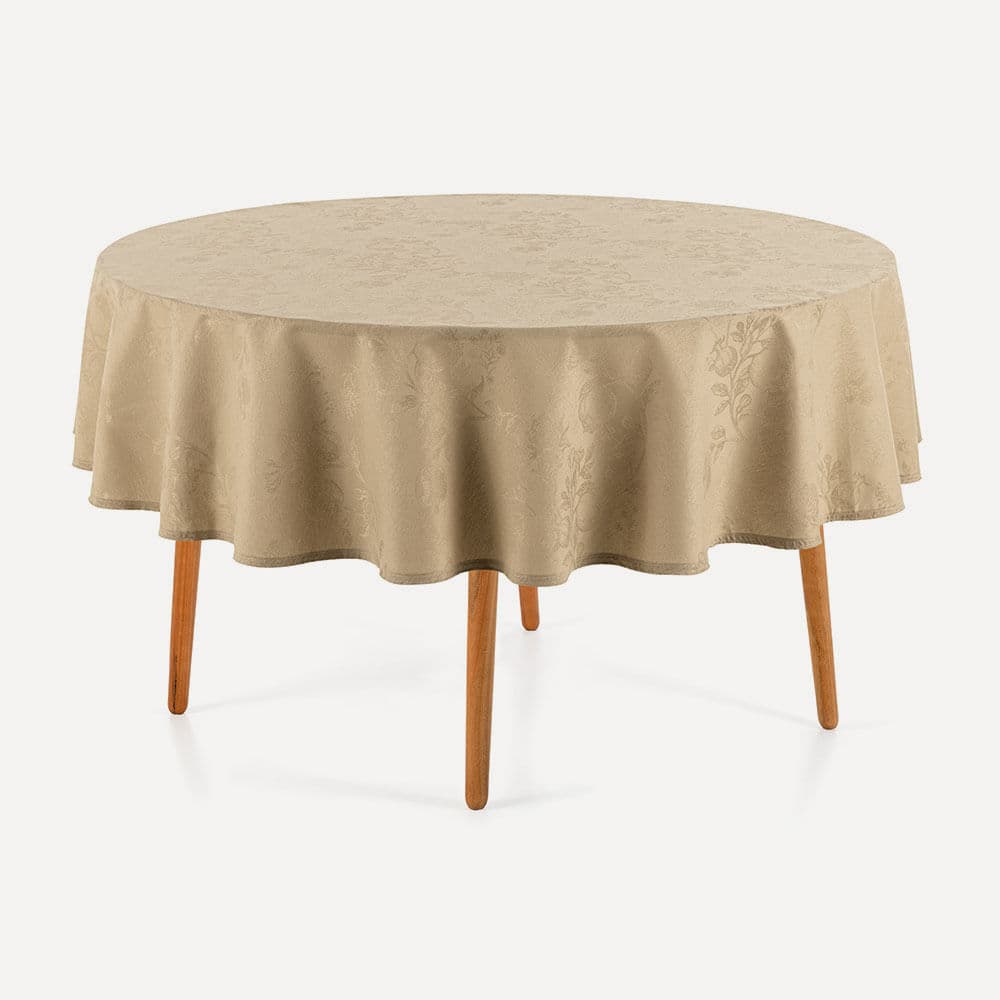 Toalha de Mesa Redonda 6 Lugares Roman Bege