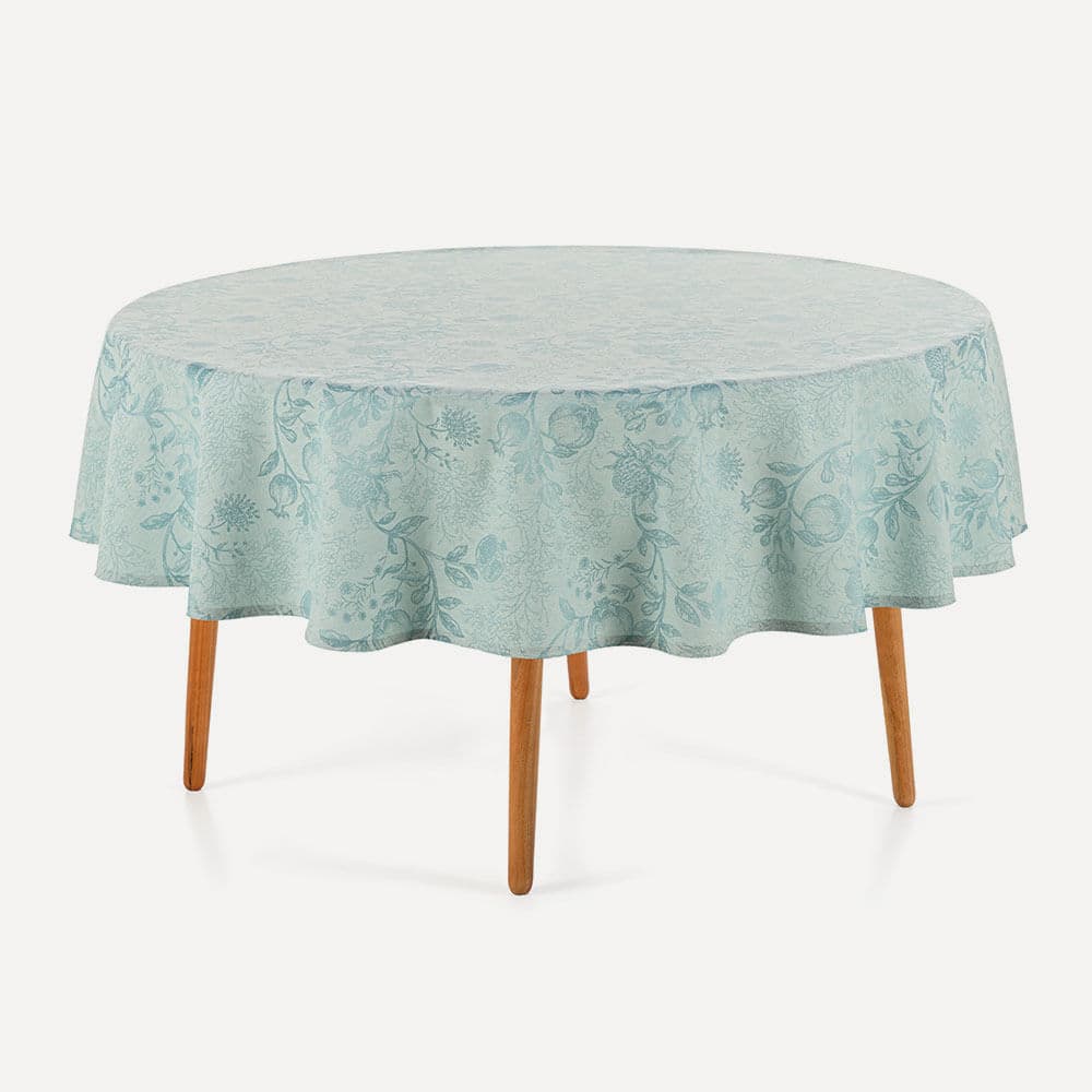 Toalha de Mesa Redonda 6 Lugares Roman Turquesa