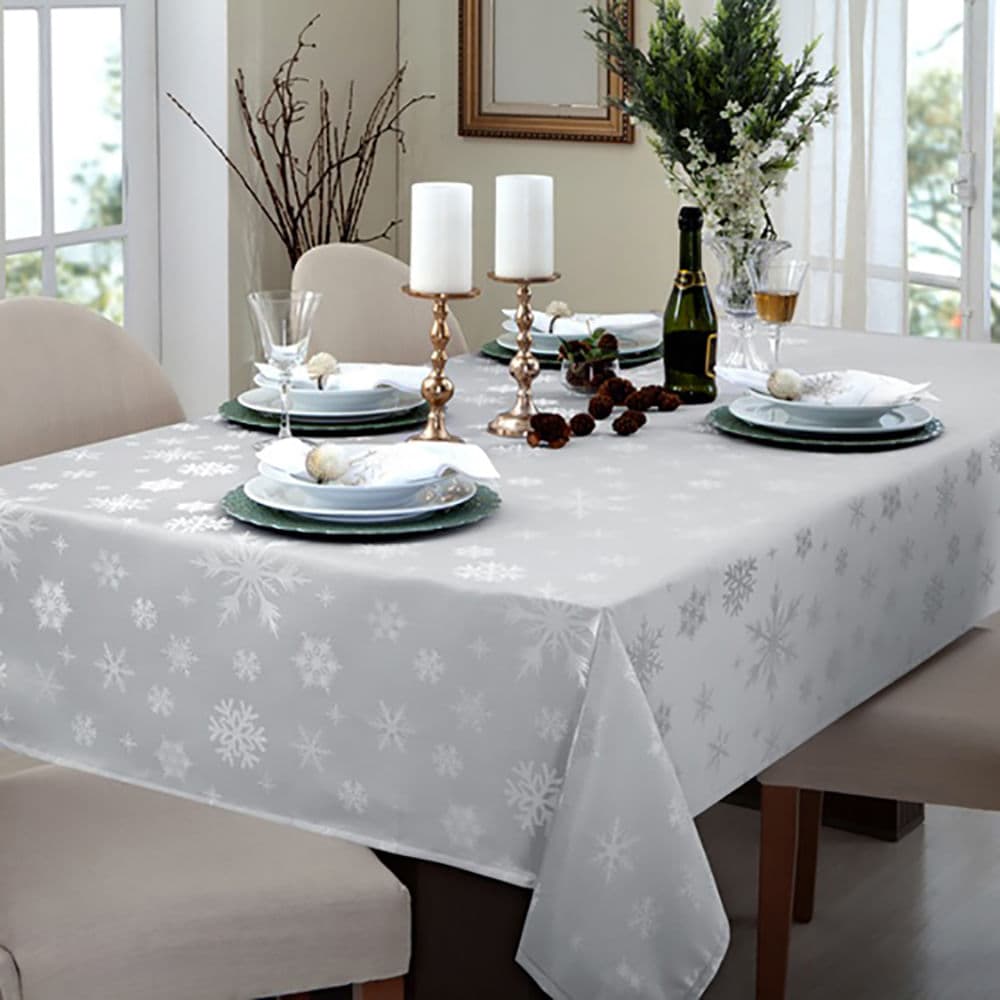 Toalha de Mesa Retangular 1,40x2,10m Snow Prata - Branyl