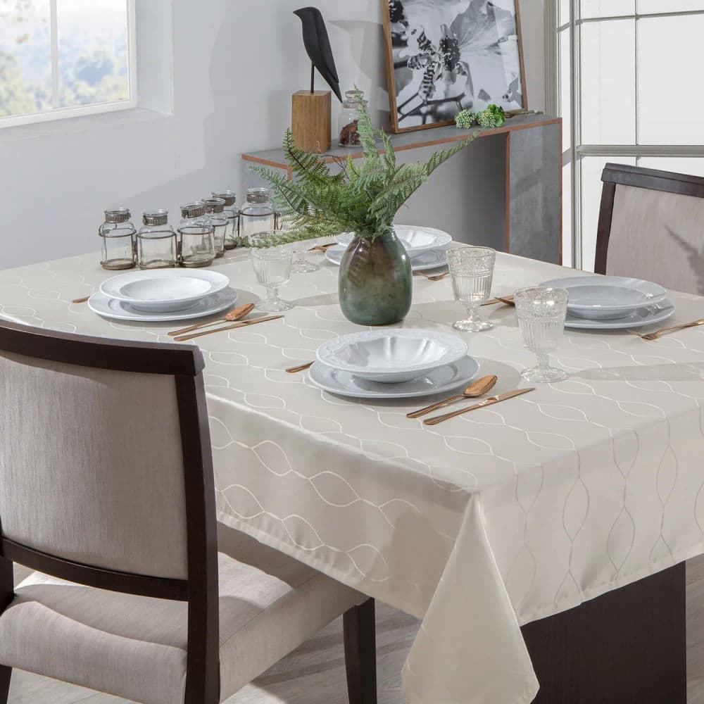 Toalha de Mesa Retangular 1,60x2,20m Il Viena Perola - Branyl