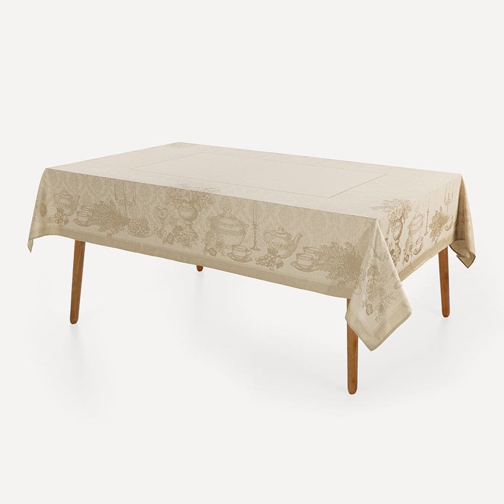 Toalha de Mesa Retangular 6 Lugares Louvre Bege