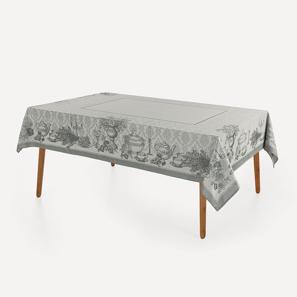 Toalha de Mesa Retangular 8 Lugares Louvre Cinza