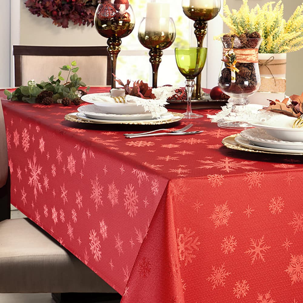 Toalha de Mesa Retangular Natal 1,40x2,10m Snow Vermelha - Branyl