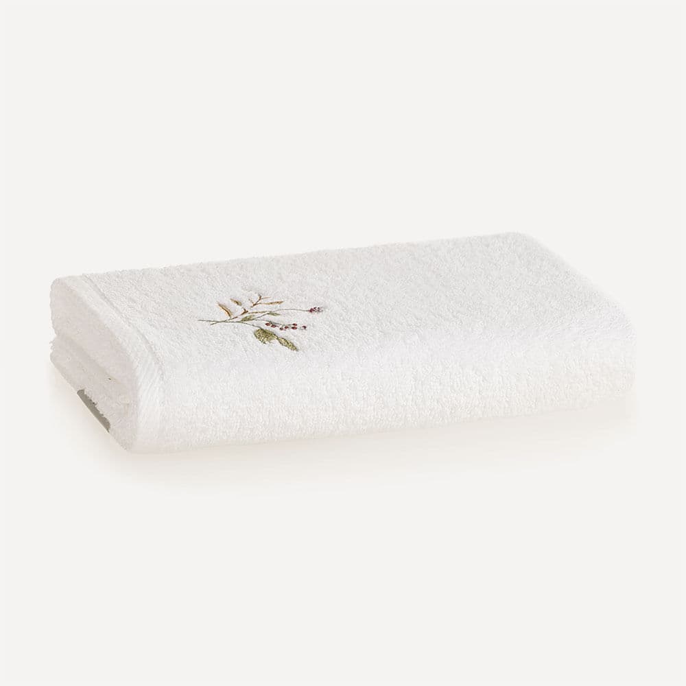 Toalha de Rosto Bordada 100% Algodão Unika Margô Branco