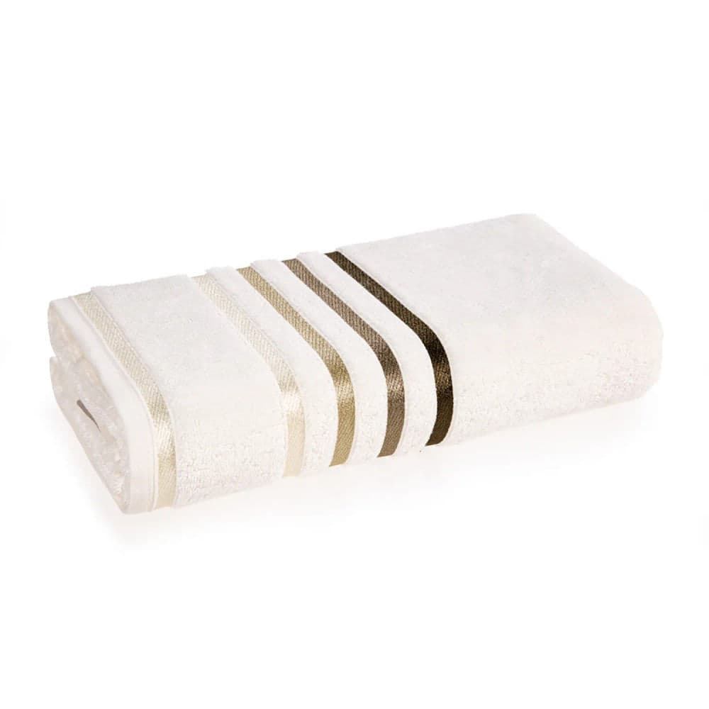 Toalha de Rosto Lumina Ivory com Marrom - Karsten