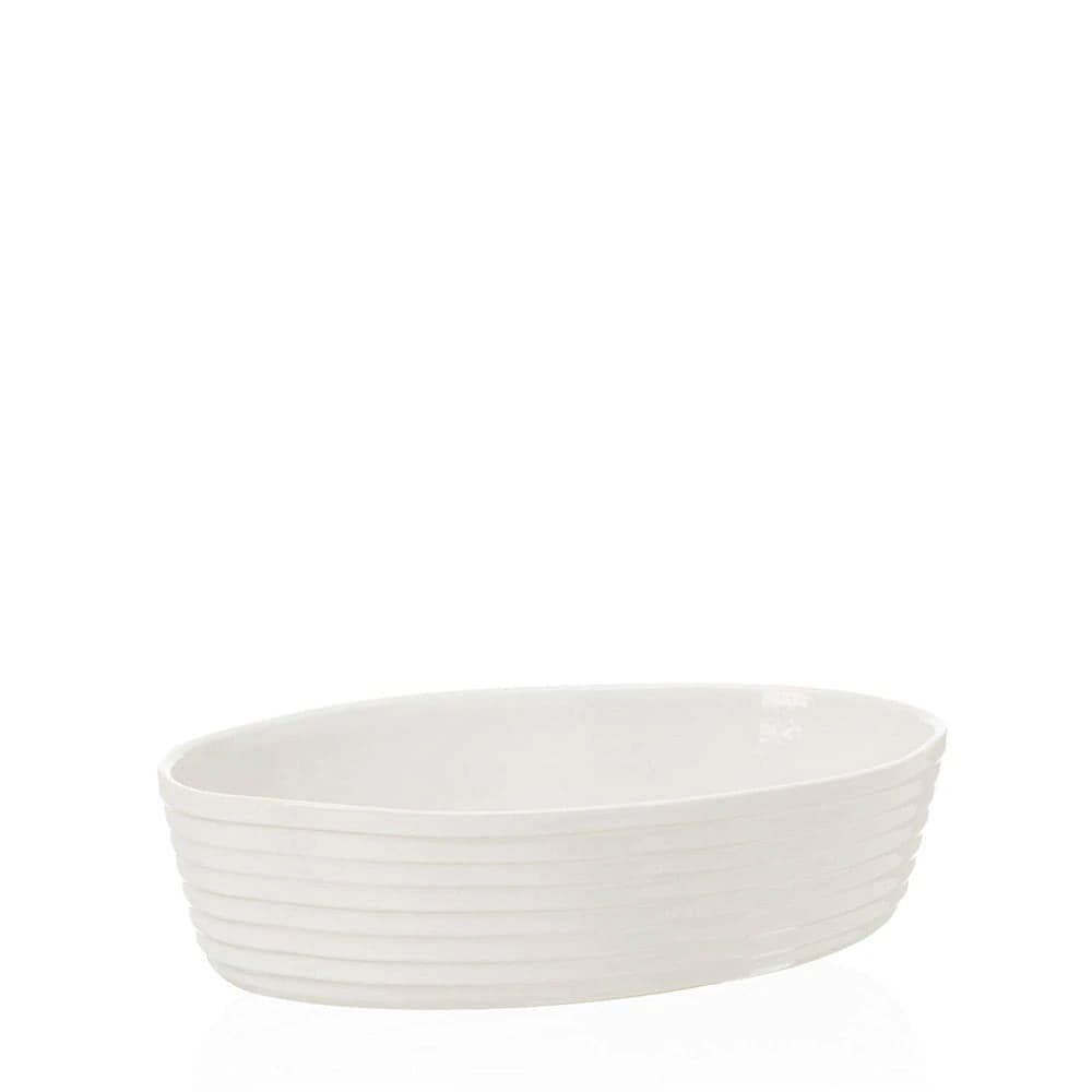 Travessa Mini Jomafe Gourmet Oval Cerâmica Branco 15CM
