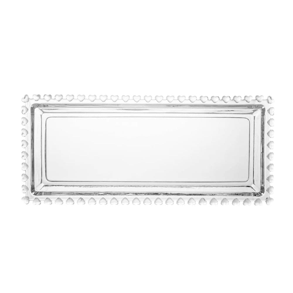 Travessa Retangular de Cristal Coração 30cm - Lyor